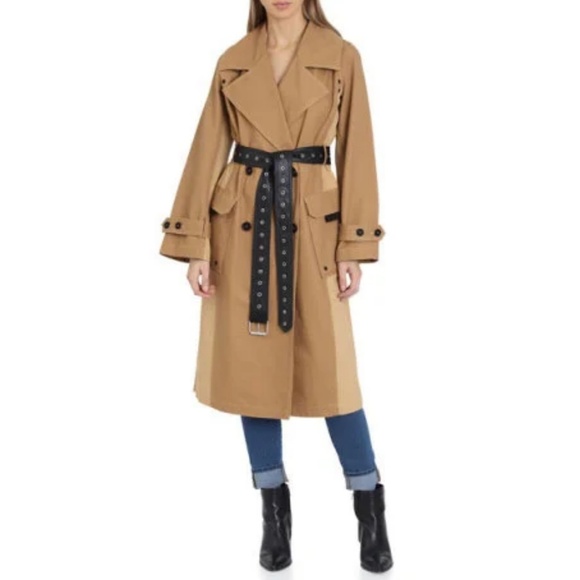 AVEC LES FILLES Colorblock Cotton Trench Coat - Picture 4 of 6